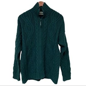 Aran Crafts Women’s Cable Knit Zip Up Sweater 100% Merino Wool Size S